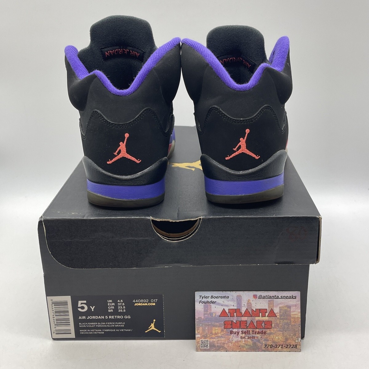 Size 5Y - Air Jordan 5 Retro GG 'Raptors' Black Suede Purple Size 5Y - Air Jordan 5 Retro GG 'Raptors' Black Suede Purple