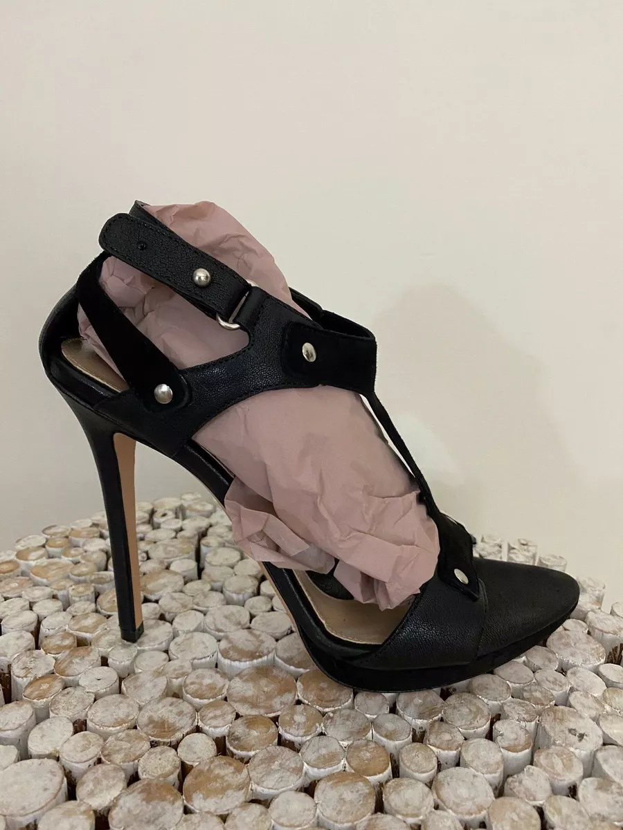 New in Box Herve Leger Hera black high heel sandals shoes size EU 38.5 US 7.5