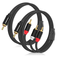 2pack Ultradurable Rca Ysplitter Cable 2 Male To 1 Male | 3.3ft 1m | 24k Goldp