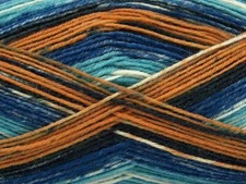(1) 100 Gram Smart Sock Yarn Ice #72113 Sienna Blue Pattern Superwash Wool Nylon