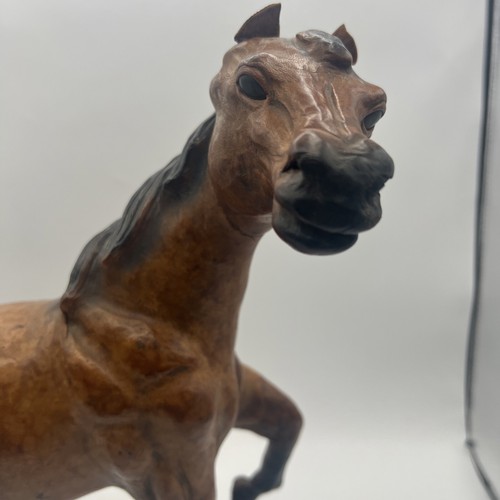 Ancienne statue de cheval Palomino enveloppée de cuir S. Curtis marron noir RARE ! - Photo 13/21