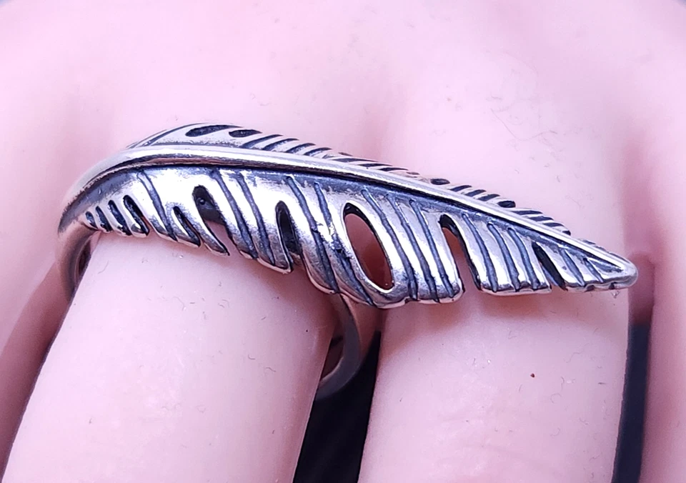 Anillo Vintage Carolyn Pollack Plata Esterlina Pluma Banda Talla 9 Foto 2 de 4