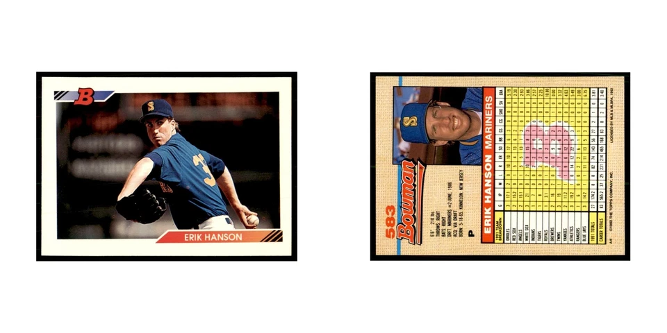 1992 Bowman Erik Hanson Baseball Cards #583 - Image 3 of 3