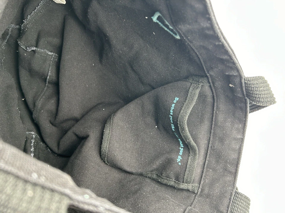 Bolso de Mano Life Is Good Negro con Lona Bordada Verde Azulado Cartera Bolso para Laptop** Foto 3 de 4