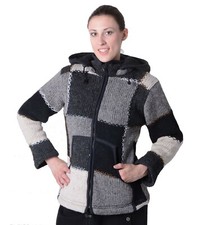 Art et Magie Cardigan Femme Capuche Zip Laine Doublure Polaire Hiver Népal
