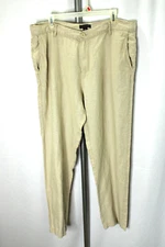 Saks Fifth Avenue 100% Linen Pants Men's Size 36 (Actual 37x32) Beige Pockets
