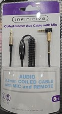 Infinitive Coiled 3.5mm Aux Cable with Mic and Remote, 6ft