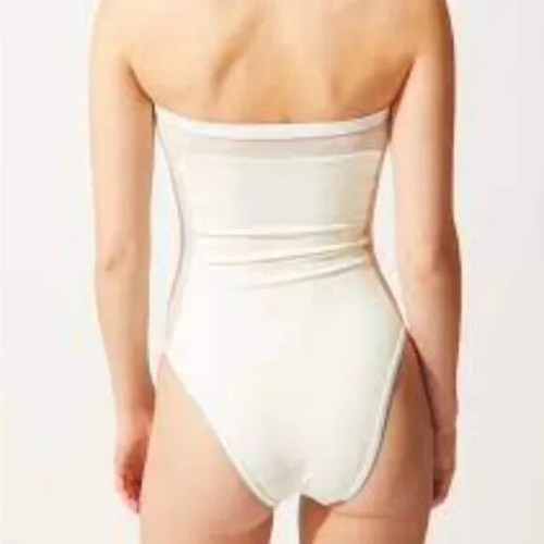 Solid & Striped Madeleine Mesh Strapless Swimsuit Cream Measures XS NWOT - Picture 2 of 2