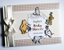Personalised Classic Winnie the Pooh unisex baby shower guest book, album, gift