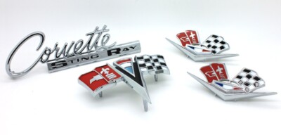 NEW 4-pc Complete Body Emblem SET / FOR LATE 1963-64 CHEVY C2 CORVETTE STING RAY