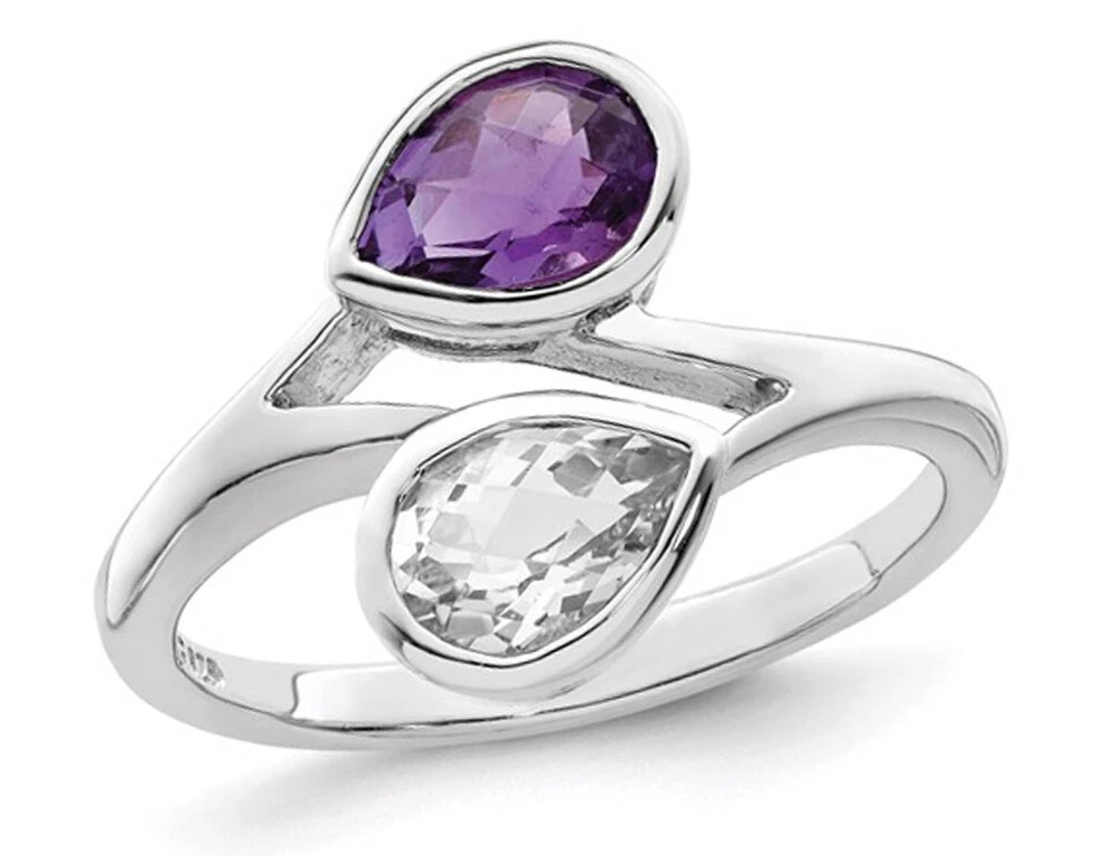 Amethyst and white topaz ring sale