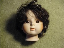 Vintage Porcelain Brown Hair Girl Doll Head 3 1/2" Tall