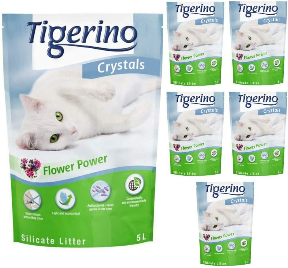 Tigerino Crystals Flower Power Cat Litter Hypoallergenic Hygiene 6 Pack