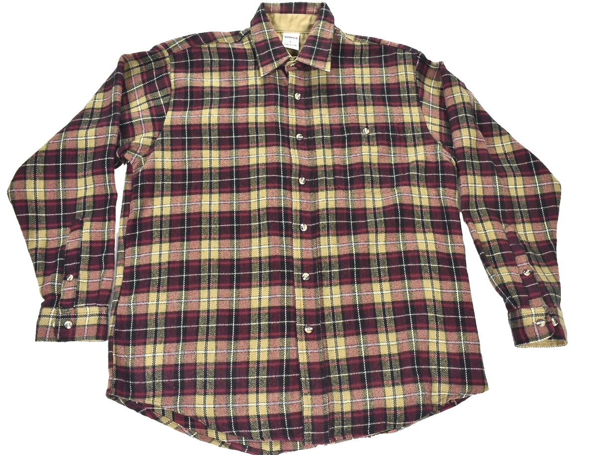 Vintage Windridge Flannel Shirt Mens L Red Check Plaid Lumberjack