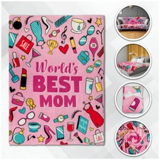 World's Best Mom Plush Blanket 50x60 Mother's Day Blanket For Mom Throw Blanket