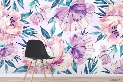 3D Flowers Flora Watercolor Wallpaper Wall Murals Removable Wallpaper 28