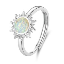 Opal Sun Adjustable Ring Sizeable Open One Size Genuine 925 Sterling Silver 💖