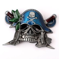 Pirates Skull Men's Belt Buckle Western Cowboy Native American SK-07-S 