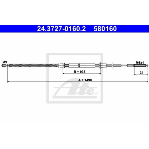 ATE Handbremsseil Bremsseil Hinten FüR VW Golf III 1H1 1E7 24.3727-0160.2-image