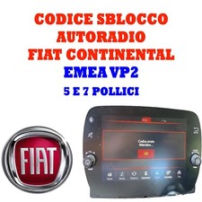 CODICE SBLOCCO AUTORADIO FIAT CONTINENTAL EMEA  2015 al 2020