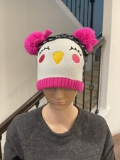 youth beanie owl pink girls used