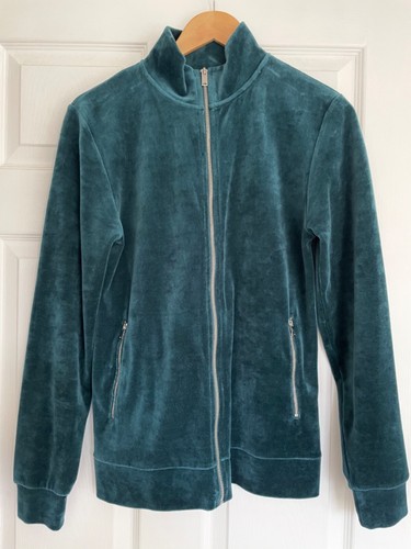 REISS green velvet zip up cardigan XS 
