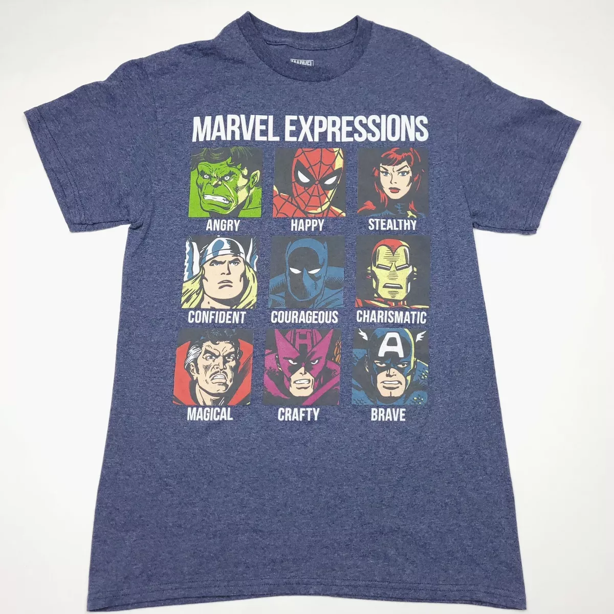 Adult Small Blue | Marvel eBay Super Avengers Expressions T-Shirt Classic Heroes Size