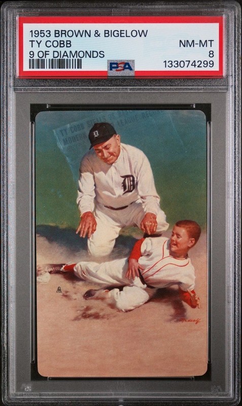 1953 Brown & Bigelow - Ty Cobb - 9 of Diamonds - PSA 8 - Detroit Tigers