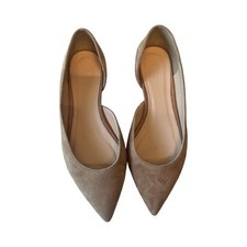 J Crew Womens 8 Tan Suede D'Orsay Flats Pointed Toe Slip On Classic