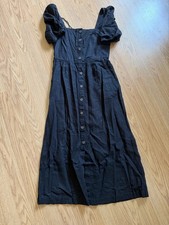 New Women’s Black XS Old Navy Midi Dress Puff Sleeves