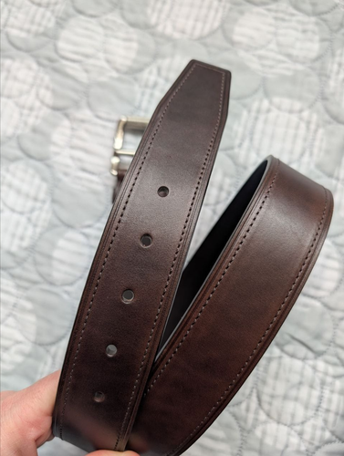 Coach Vintage braun Leder silberfarben strukturierte Schnalle Herren Ledergürtel Gr. 34 - Bild 9 von 20