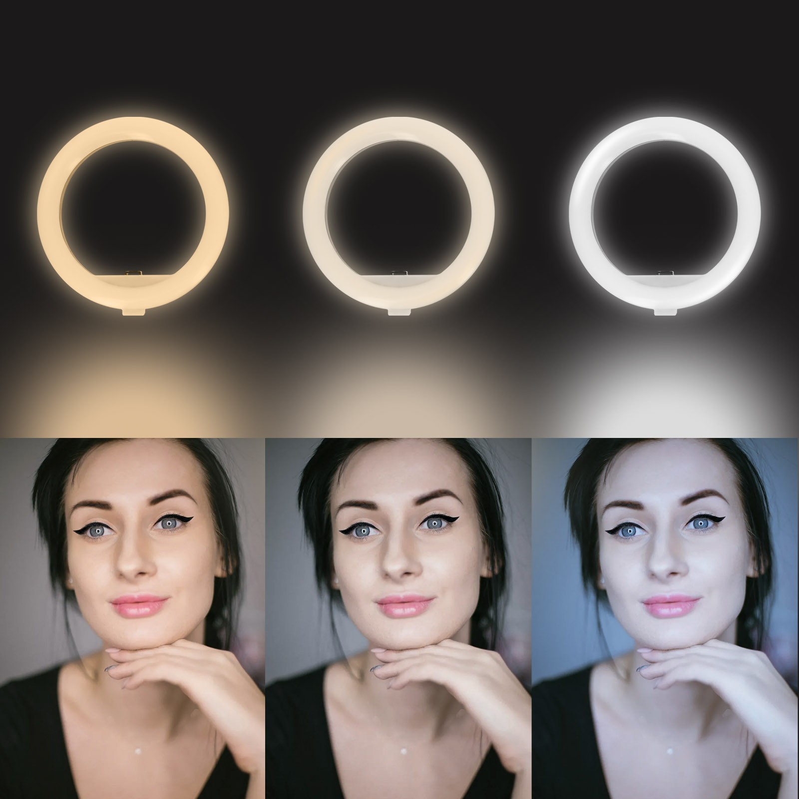 Perche Selfie Smartphone Ring Light Trépied Bluetooth LinQ Noir Connecté - 3