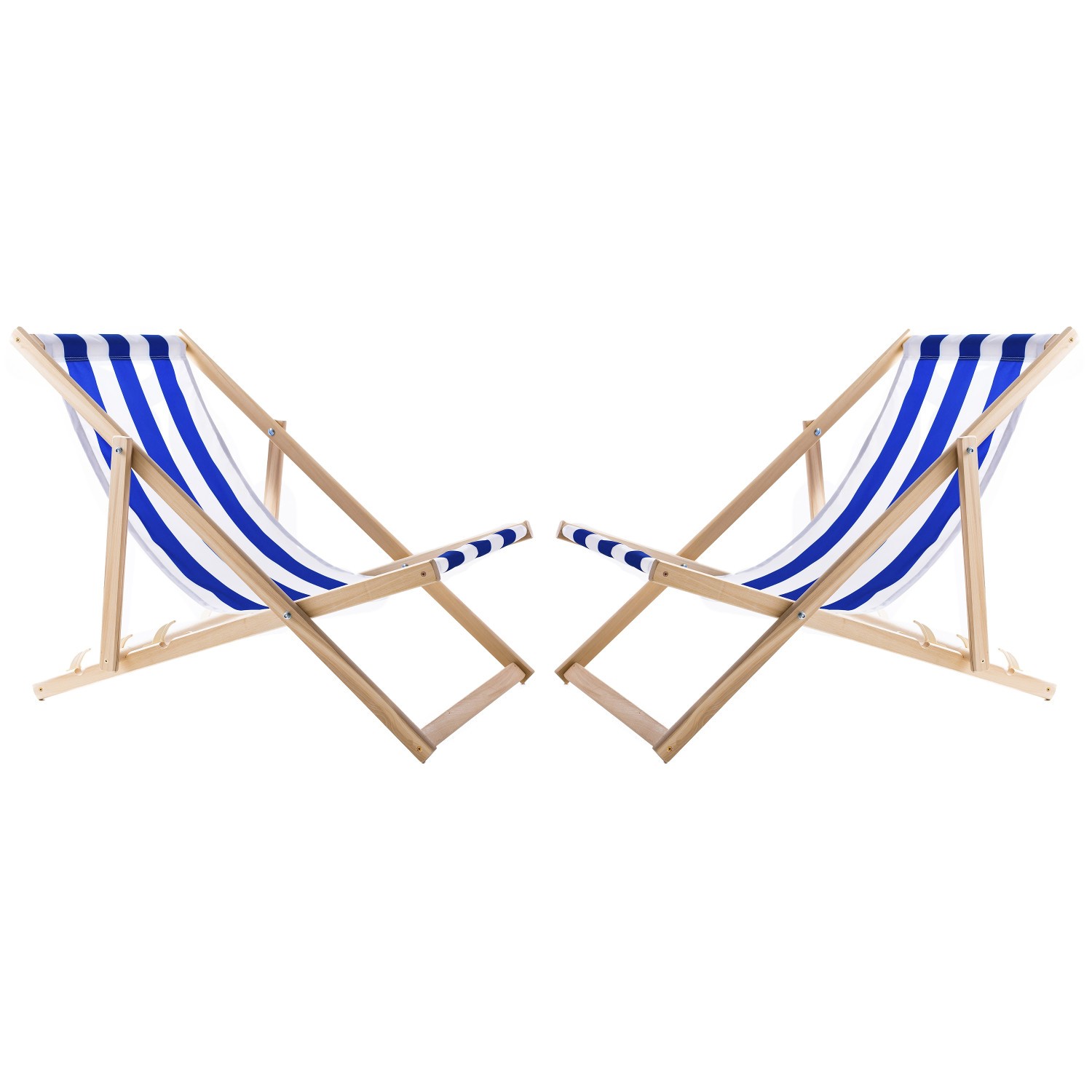 Chaises longues Woodok en bois pliantes bleues 119x60 cm