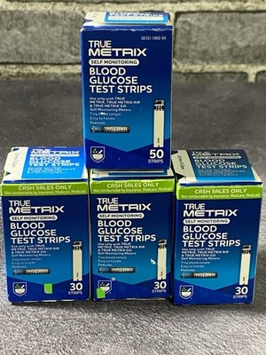 True Metrix  Blood Glucose Test Strips, 30 Count X 3 Plus 50 =140 Exp 11/25