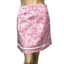 Lilly Pulitzer Skirt Women  s Size 12 Pink White Trim Floral What  s Your Sign