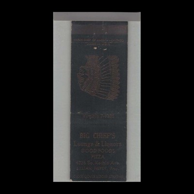Matchbook Cover - Native American Related - Big Chief's Pizza Kedzie Avenue