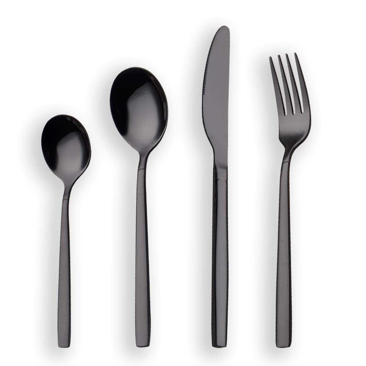 Ensemble de couverts 24 pièces titane argenté pour 6 personnes acier inox