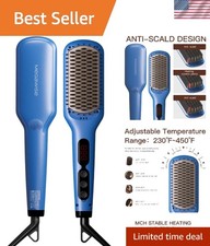 Ultimate Ionic Hair Straightener Brush with LCD Control - Soft, Sleek Hair