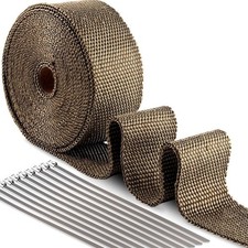 30M Titanium Gold Heat Wrap Tape Exhaust Insulating Downpipe Manifold 20 Ties