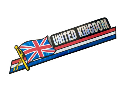 UNITED KINGDOM Flag Bumper Sticker 2.5''X12'' Metallic reflective