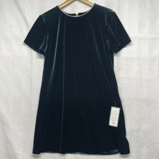 Another Thyme Velvet Dress Petite 14 Emerald Stretch Zip Formal VTG Y2K Goth