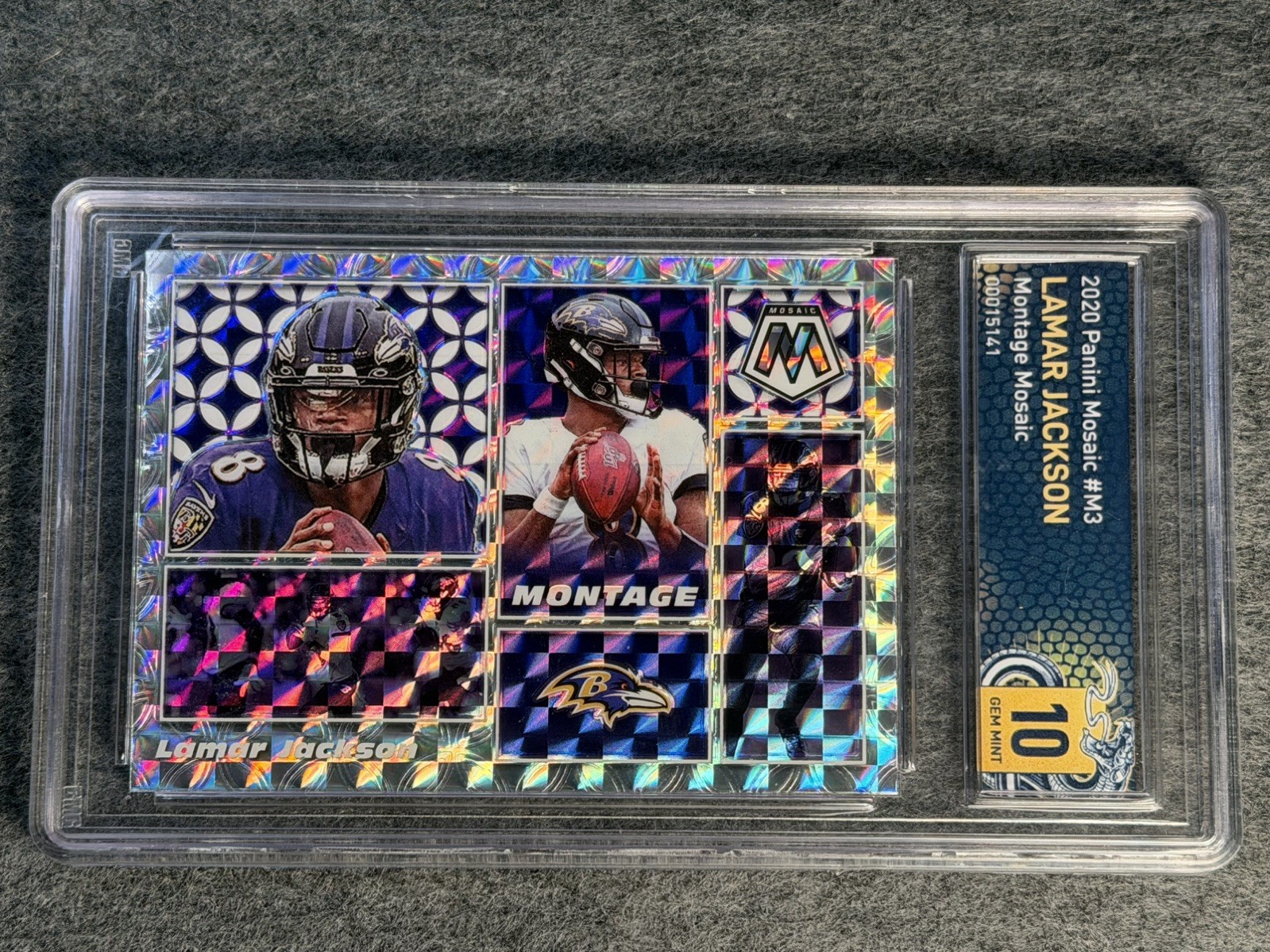 2020 Panini Mosaic Montage Lamar Jackson #M3 BMG 10 Gem Mint