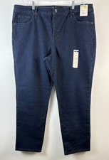 Terra  Sky Straight Jeans Women 18W Petite Dark Blue High Rise Stretch Denim