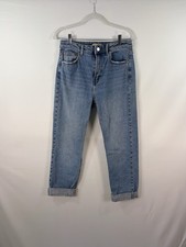 Women  s Denim Co Light Blue Tapered Turn Up 3/4L Jeans Size Uk12 L23  