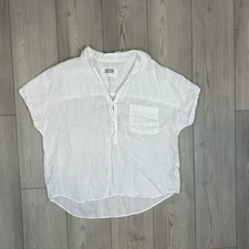Grayson Frank & Eileen The Artist SS Shirt Size 3 White Linen Pullover Popover