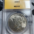 1926 P PEACE SILVER DOLLAR ANACS GRADED! BEAUTIFUL COIN! UNCIRCULATED!