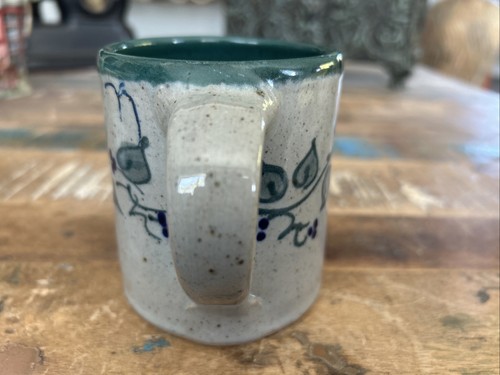 Vintage Great Bay Keramik 12 Unzen Becher Trailing Ivy Greenbay N.H. grau grün blau - Bild 4 von 7