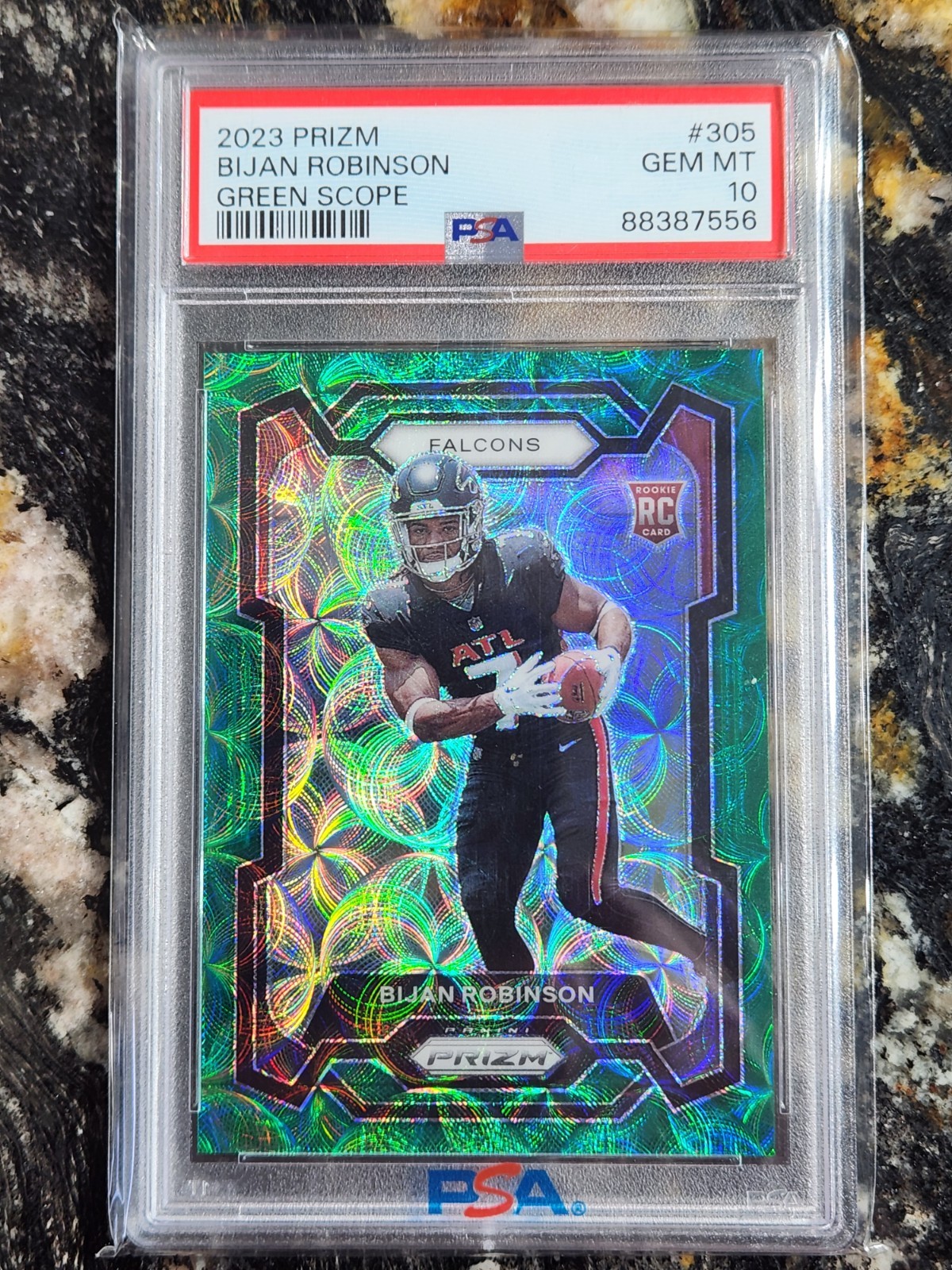 2023 Bijan Robinson RC #305 Panini Green Scope Prizm PSA 10 Gem Mint!! #40/75