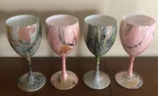 CB Outdoor Wine Stemware Glasses (4) Goblets Fall Transitions Camo Design 