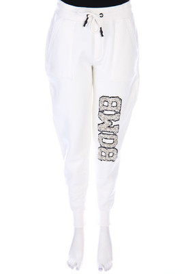 Simona Corsellini Jogger Pants Cotton Jewelry Stones M white Bomb NEW